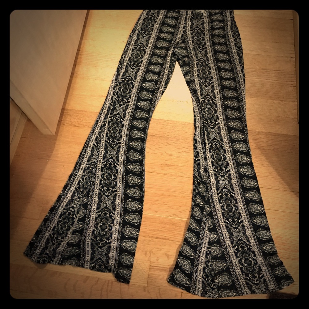 Patterned bell bottom pants